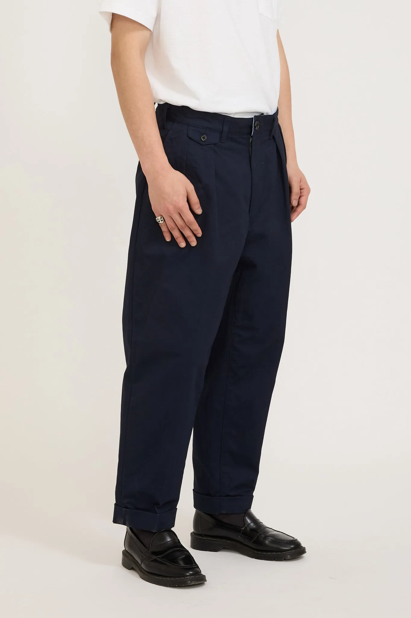 2 Pleats Twill Pant Navy