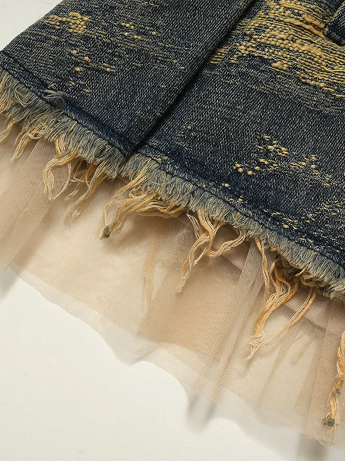 Aelfric Eden Fringe Patchwork Denim Skirt