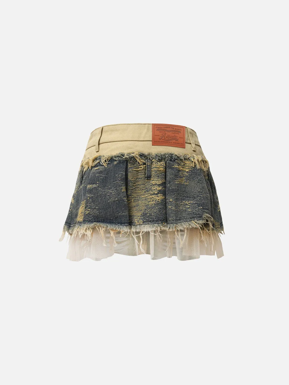 Aelfric Eden Fringe Patchwork Denim Skirt