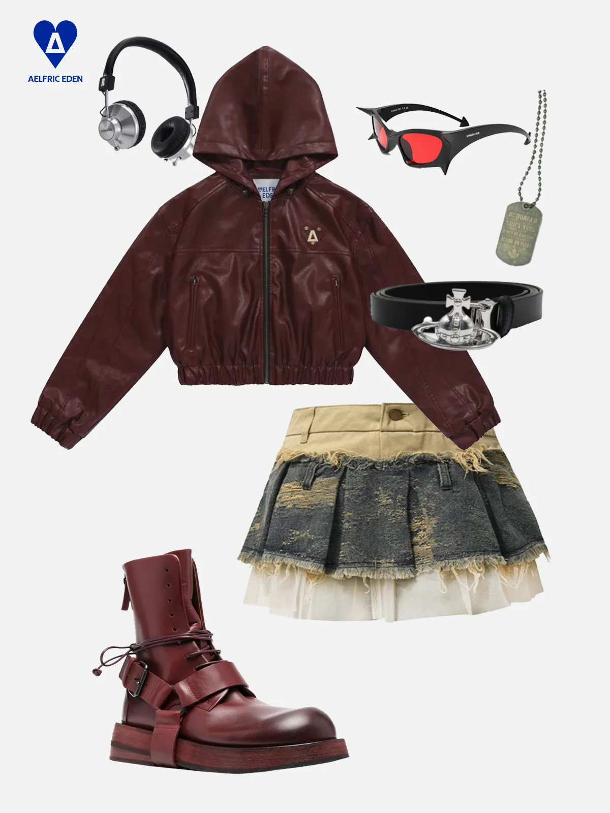 Aelfric Eden Fringe Patchwork Denim Skirt