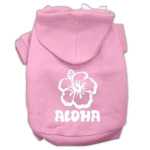 Aloha Flower Screen Print Pet Hoodies Light Pink Size Xs (8)