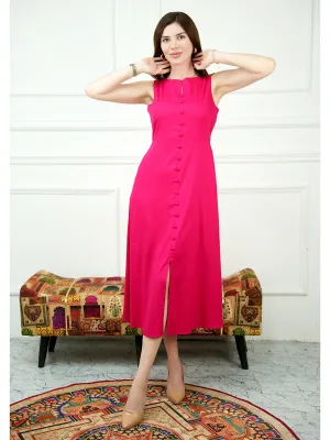 Barbie Pink Rayon Glowing Front Button Dress