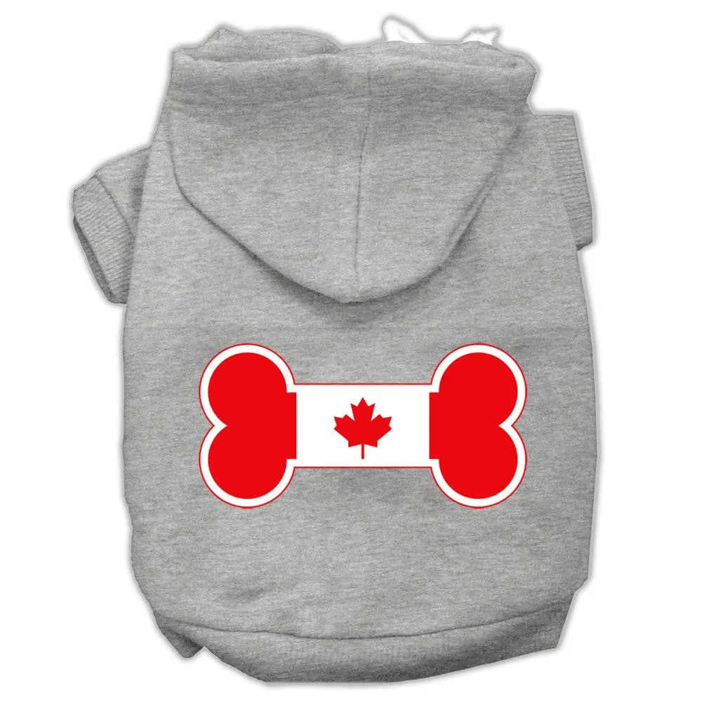 Bone Shaped Canadian Flag Screen Print Pet Hoodies Grey Xl (16)