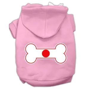 Bone Shaped Japan Flag Screen Print Pet Hoodies Light Pink Size L (14)