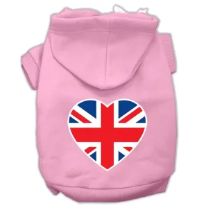 British Flag Heart Screen Print Pet Hoodies Light Pink Size Sm (10)