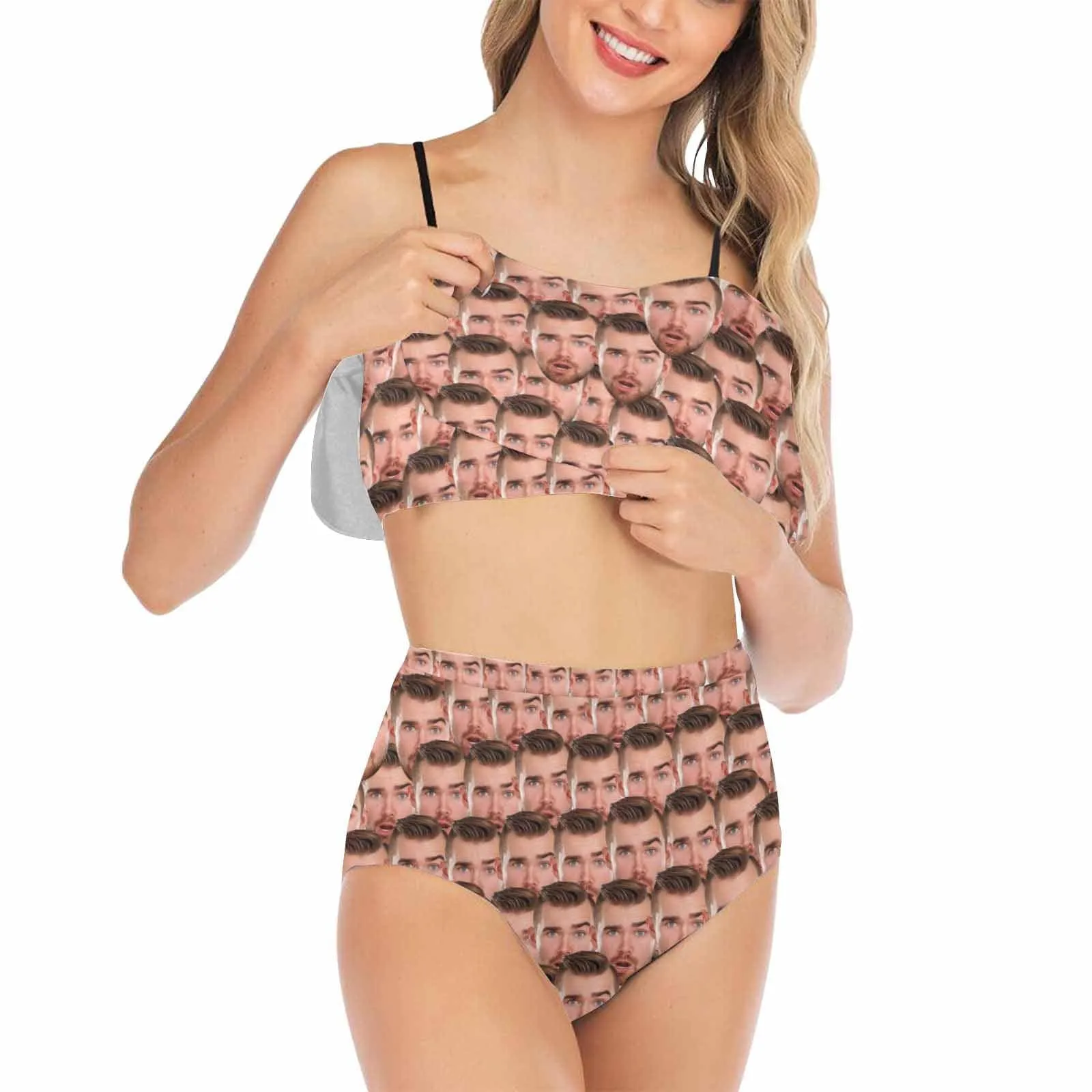 Custom Face Ruffle Bathing Suits Lover Swimsuit