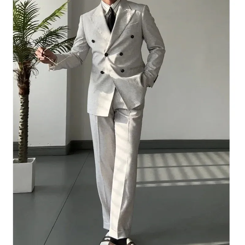 Double Breasted Suit 2 Pieces High Quality for Men