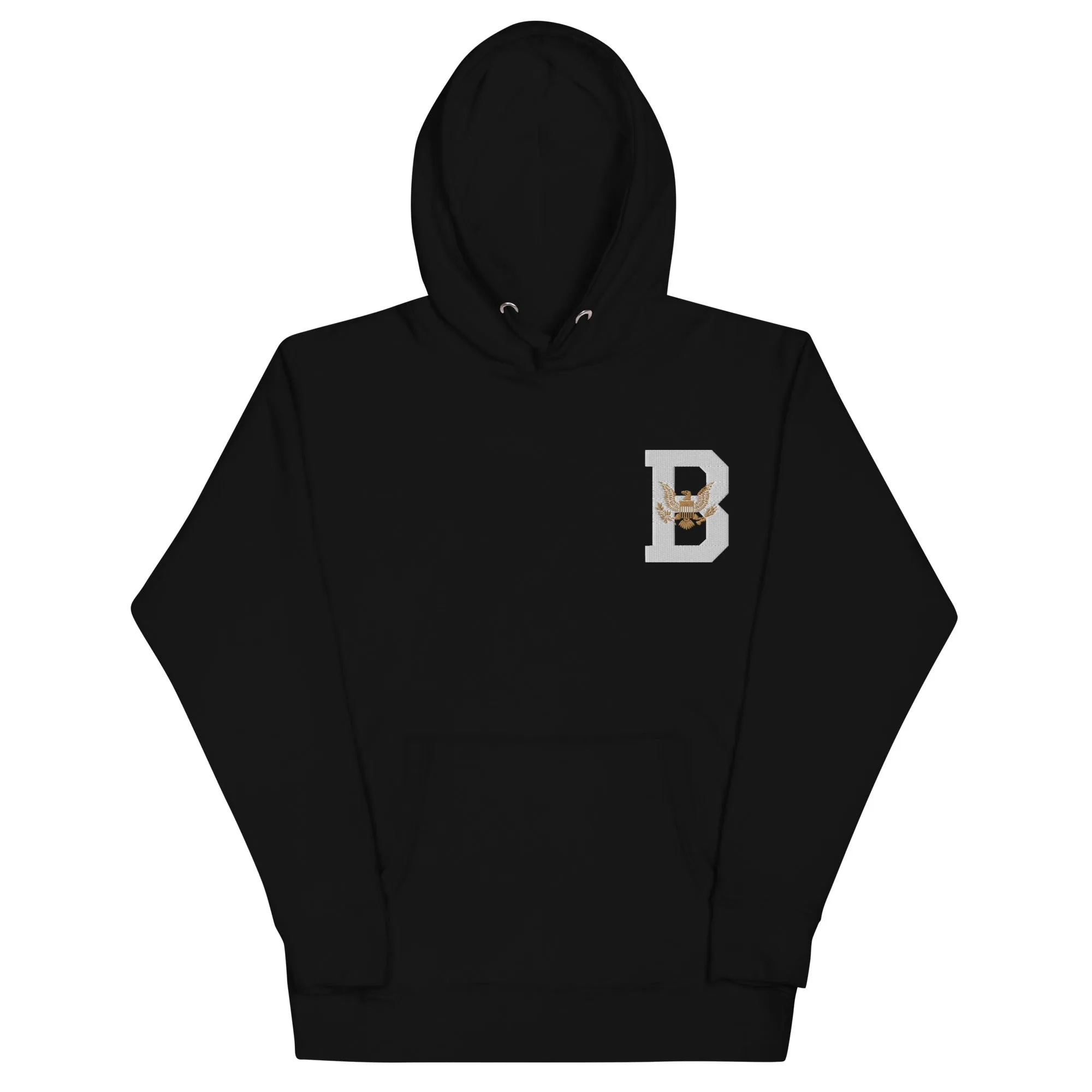 Embroidered LETTERMAN B HOME OF THE BEST Black HOODIE