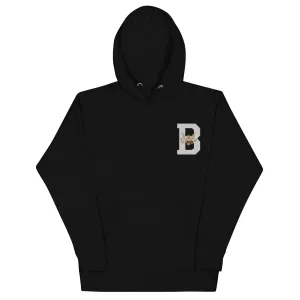 Embroidered LETTERMAN B HOME OF THE BEST Black HOODIE