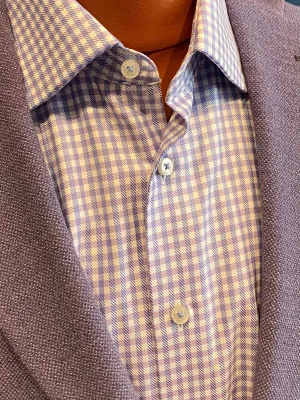 Eterna Checked Twill Modern Fit Classic Dress Shirt - Purple