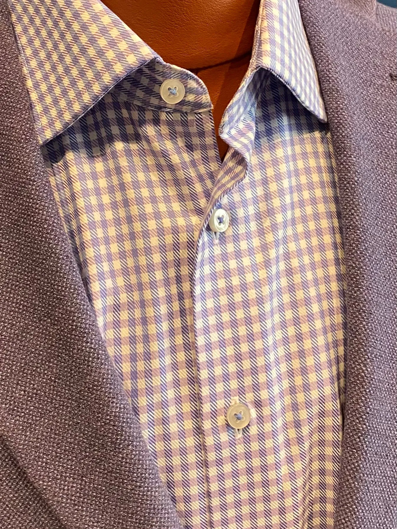 Eterna Checked Twill Modern Fit Classic Dress Shirt - Purple