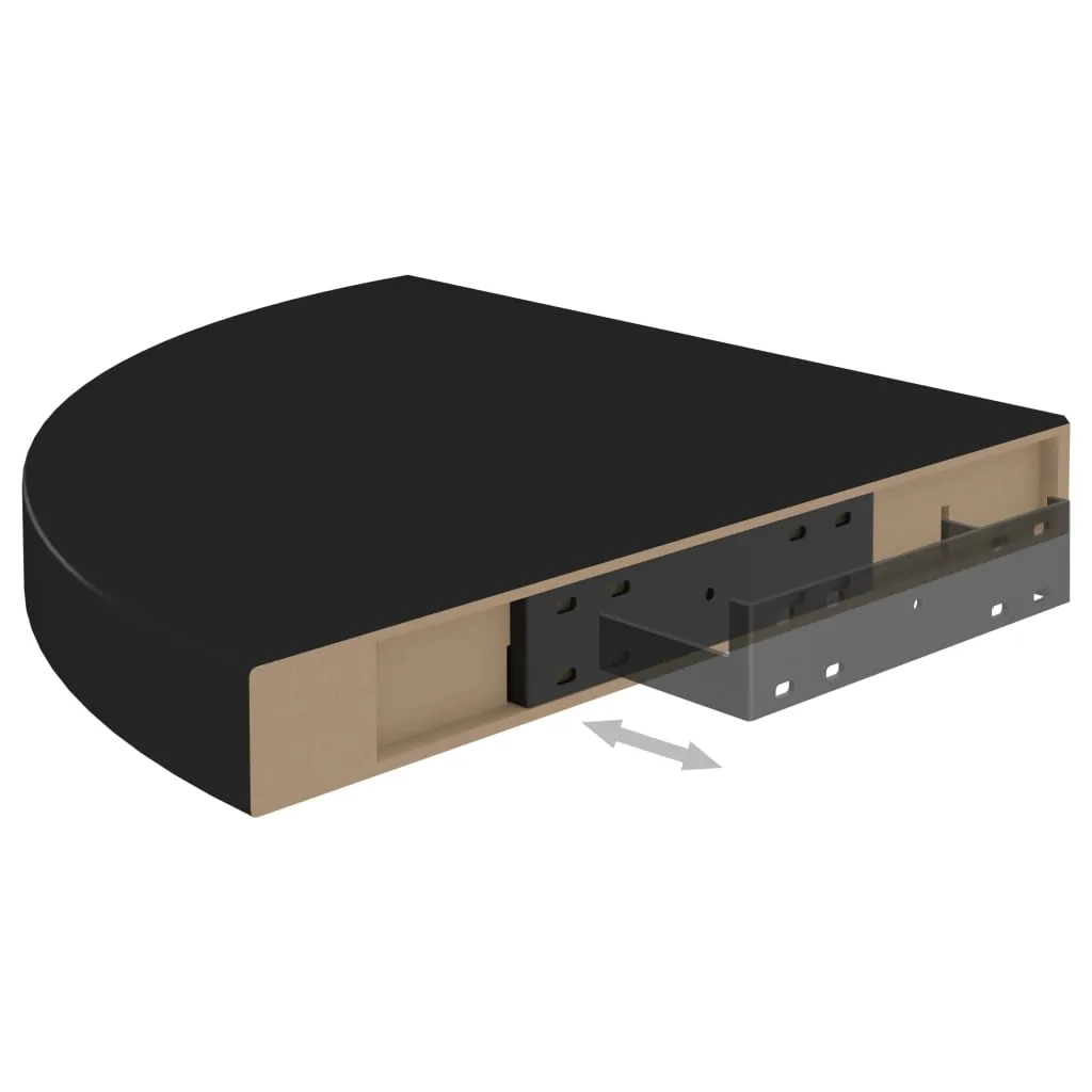 Floating Corner Shelf Black 35x35x3.8 cm MDF