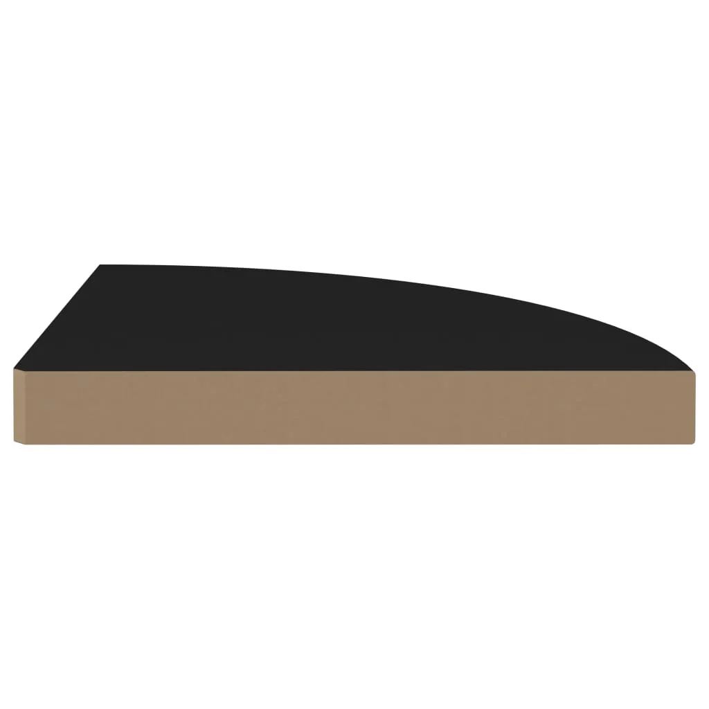 Floating Corner Shelf Black 35x35x3.8 cm MDF