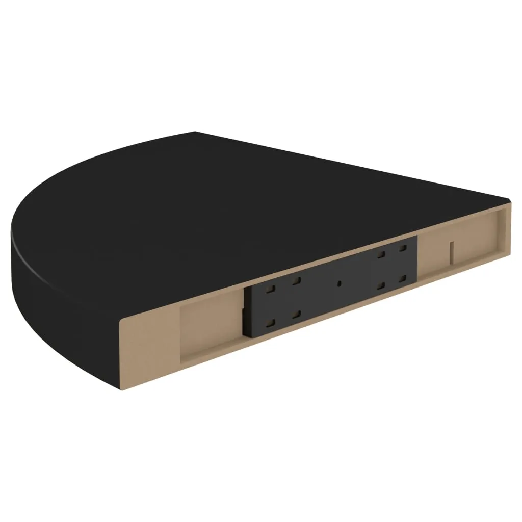 Floating Corner Shelf Black 35x35x3.8 cm MDF