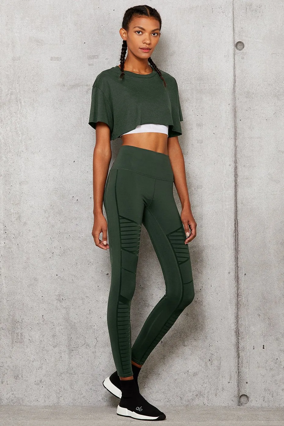 Flocked High-Waist Moto Legging