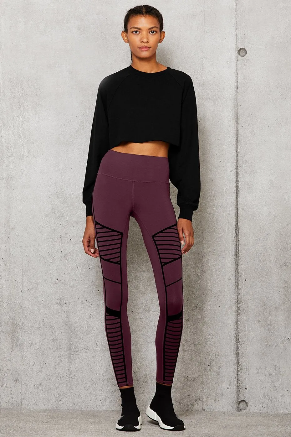 Flocked High-Waist Moto Legging
