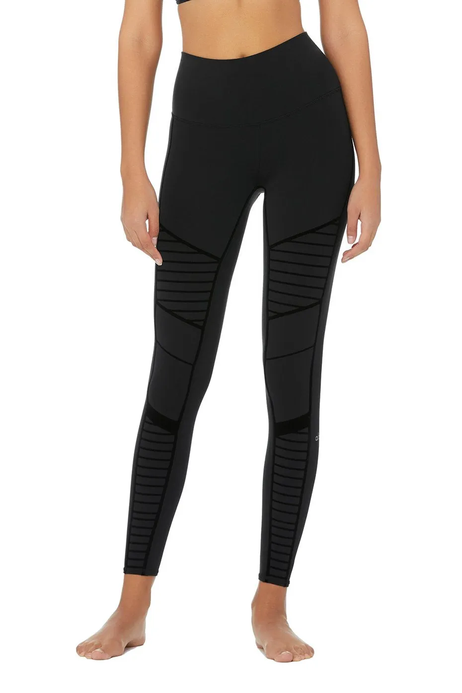 Flocked High-Waist Moto Legging