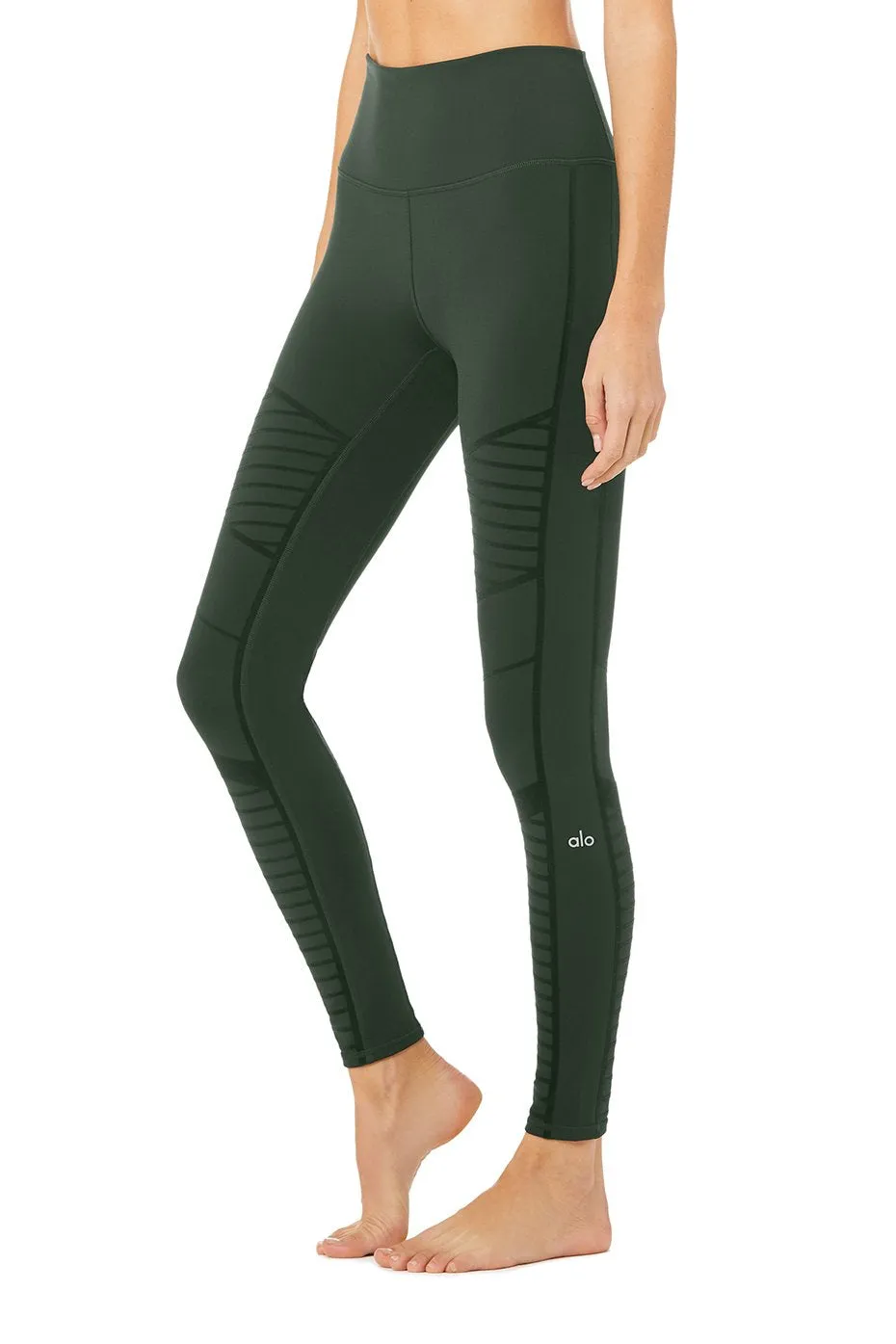 Flocked High-Waist Moto Legging