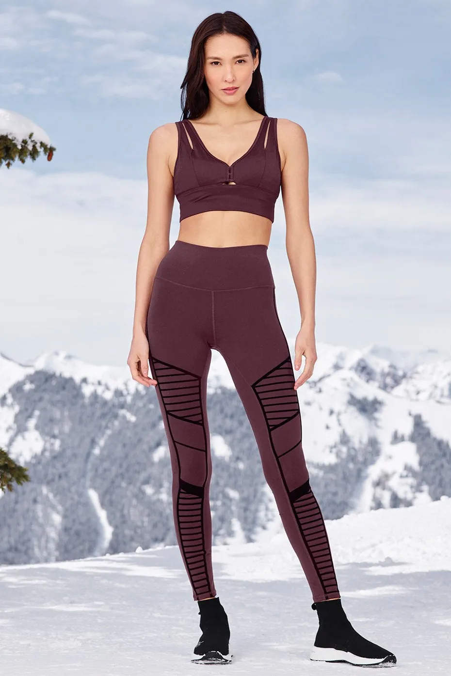 Flocked High-Waist Moto Legging