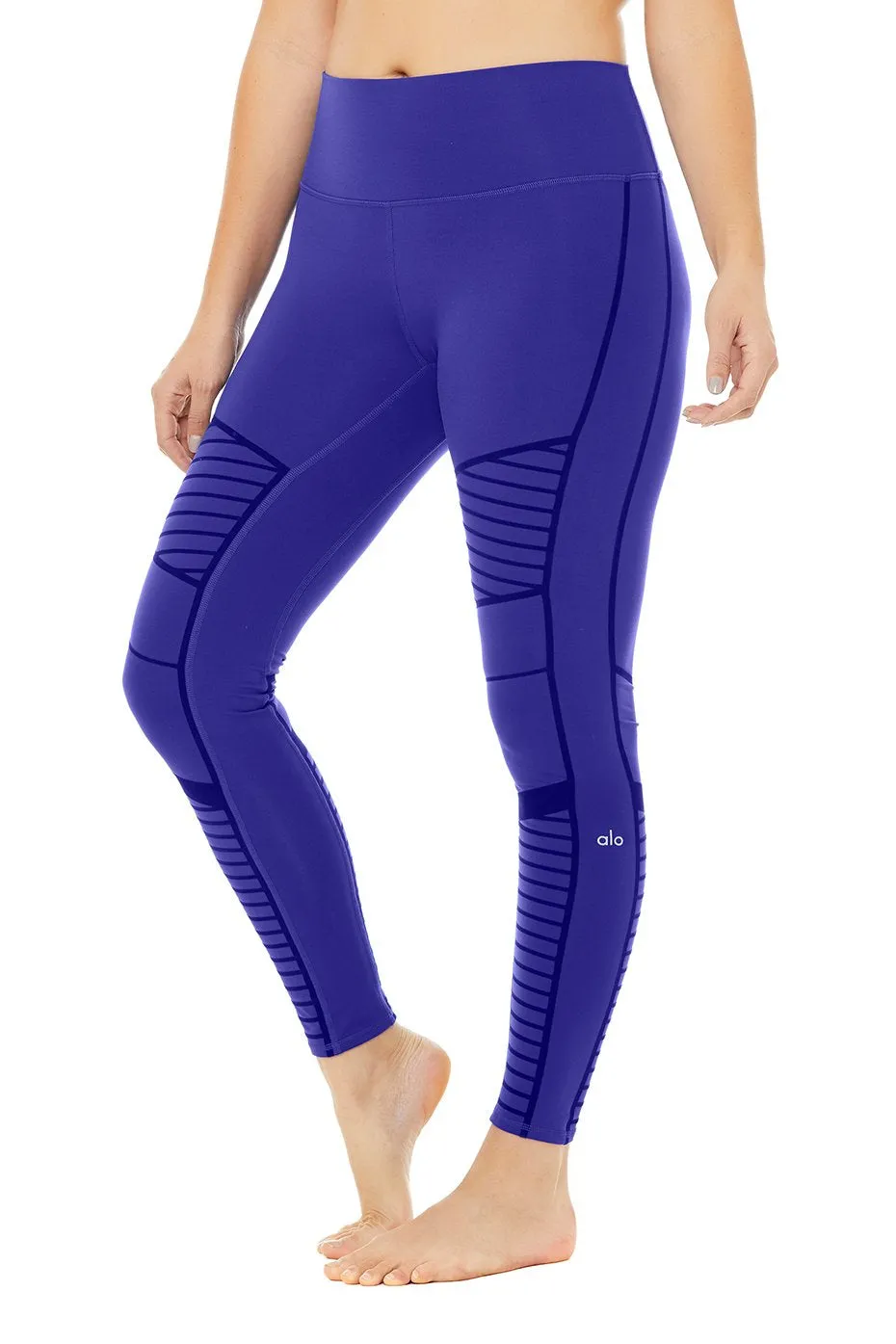 Flocked High-Waist Moto Legging