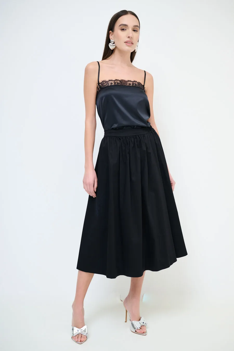 Gathered high-waist midi skirt wholesale