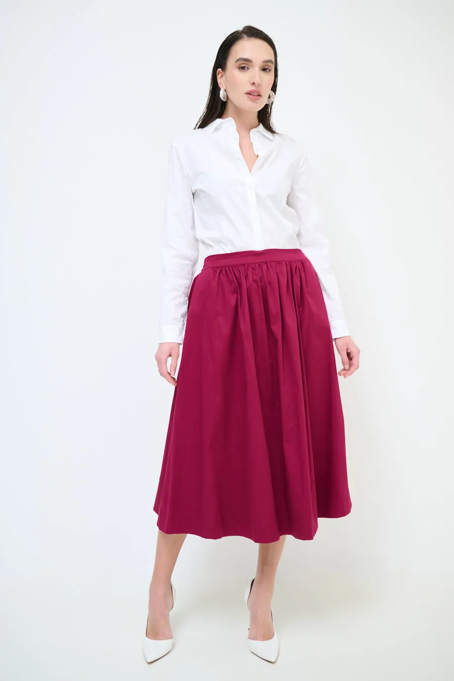 Gathered high-waist midi skirt wholesale