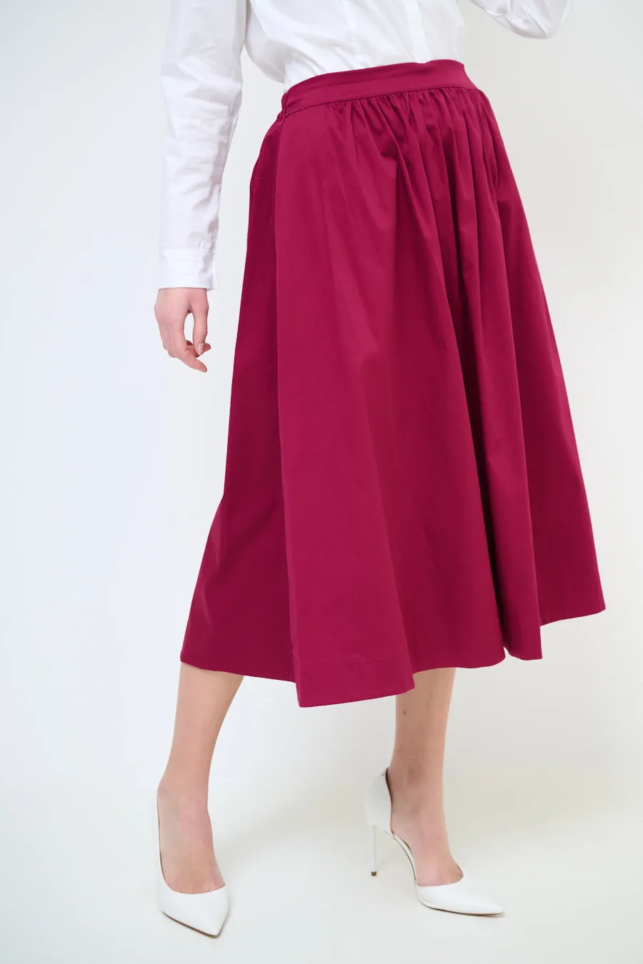 Gathered high-waist midi skirt wholesale