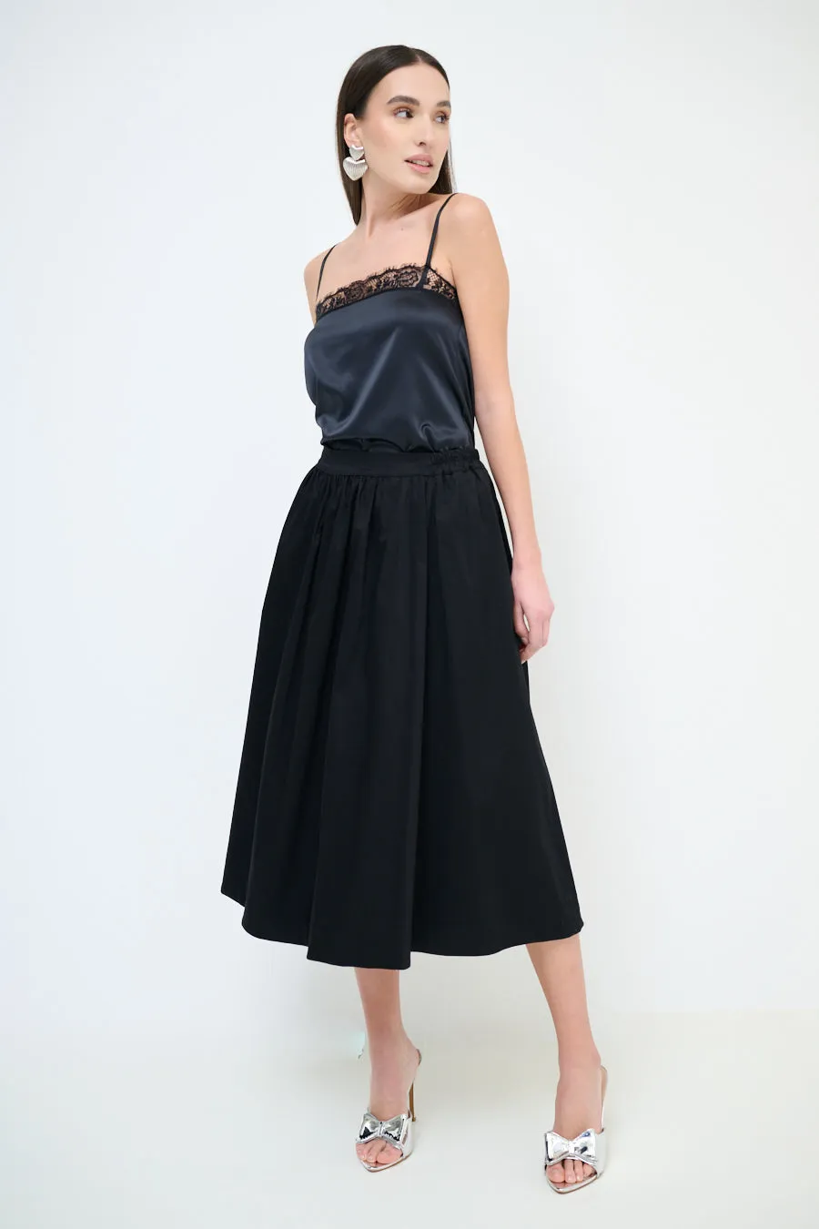 Gathered high-waist midi skirt wholesale