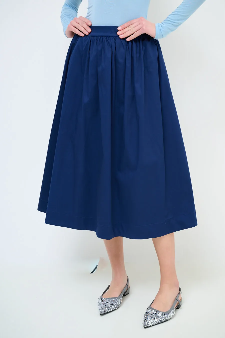 Gathered high-waist midi skirt wholesale