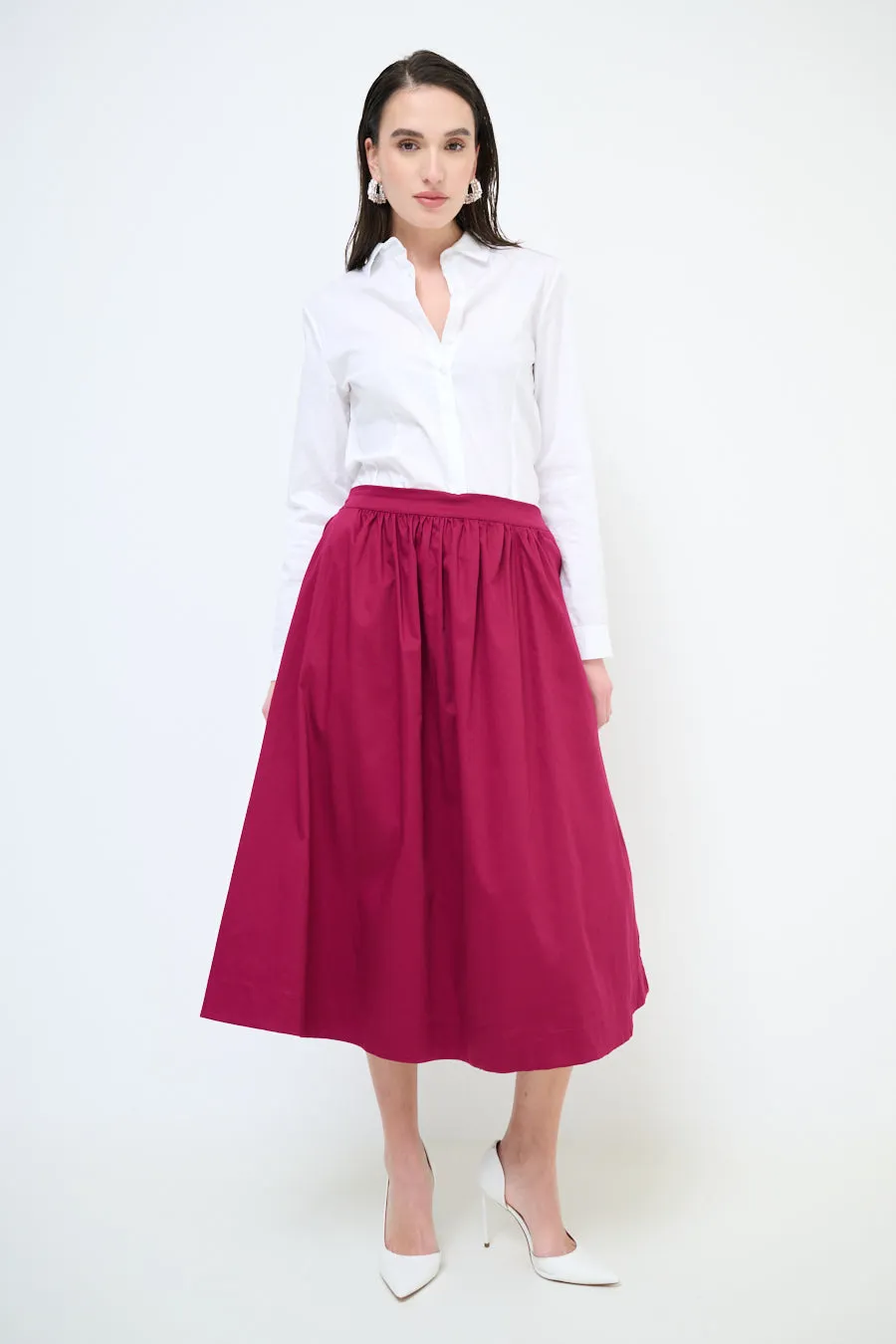 Gathered high-waist midi skirt wholesale