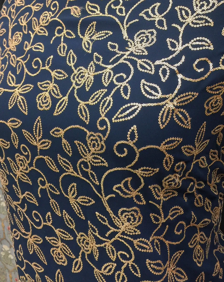 Georgette Unstitched Suit with Sequins Work and Chiffon Dupatta