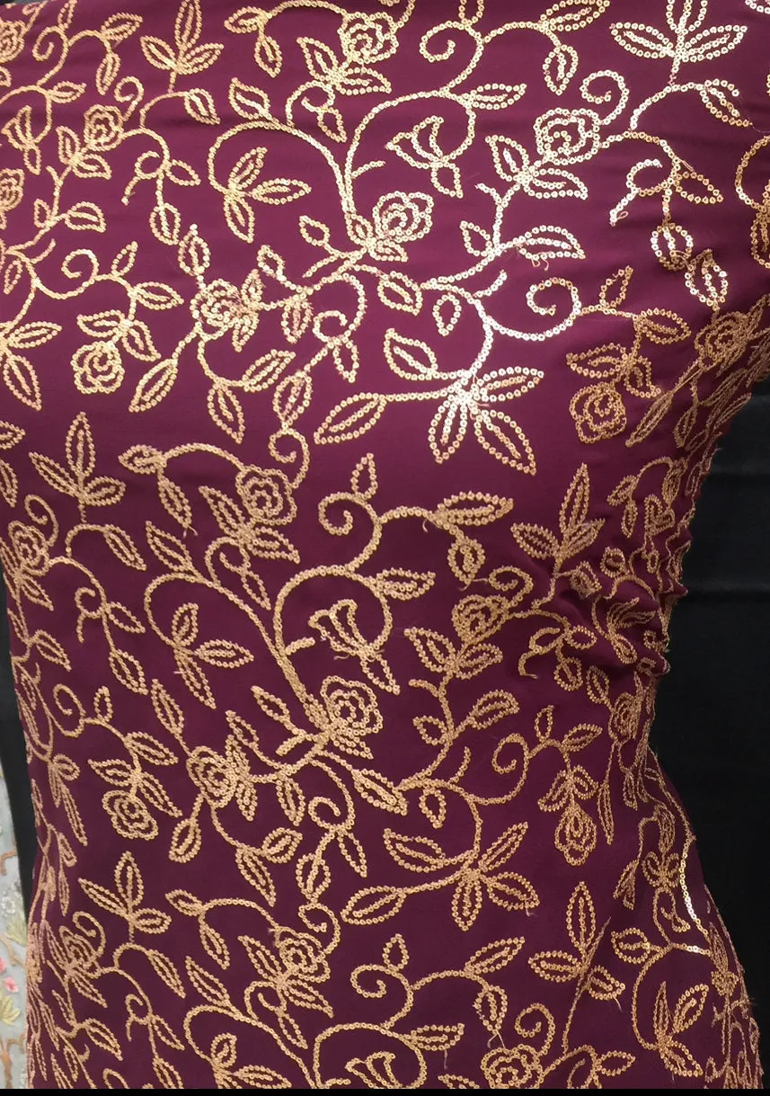 Georgette Unstitched Suit with Sequins Work and Chiffon Dupatta