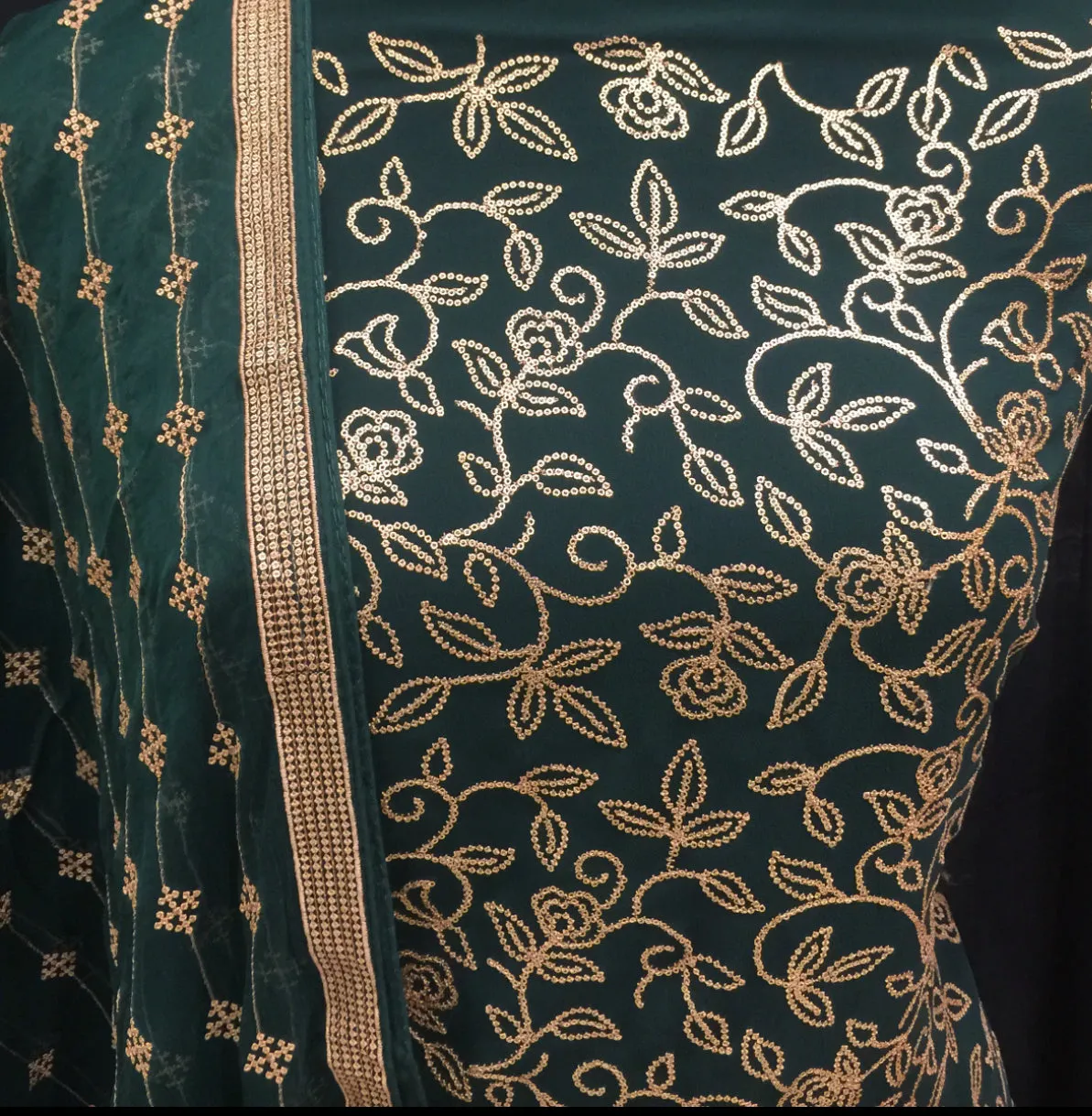 Georgette Unstitched Suit with Sequins Work and Chiffon Dupatta