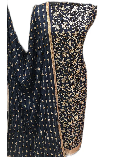 Georgette Unstitched Suit with Sequins Work and Chiffon Dupatta