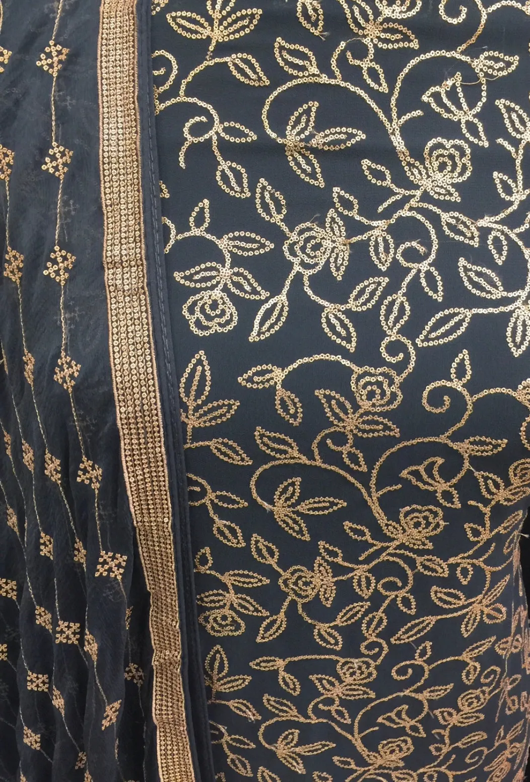 Georgette Unstitched Suit with Sequins Work and Chiffon Dupatta