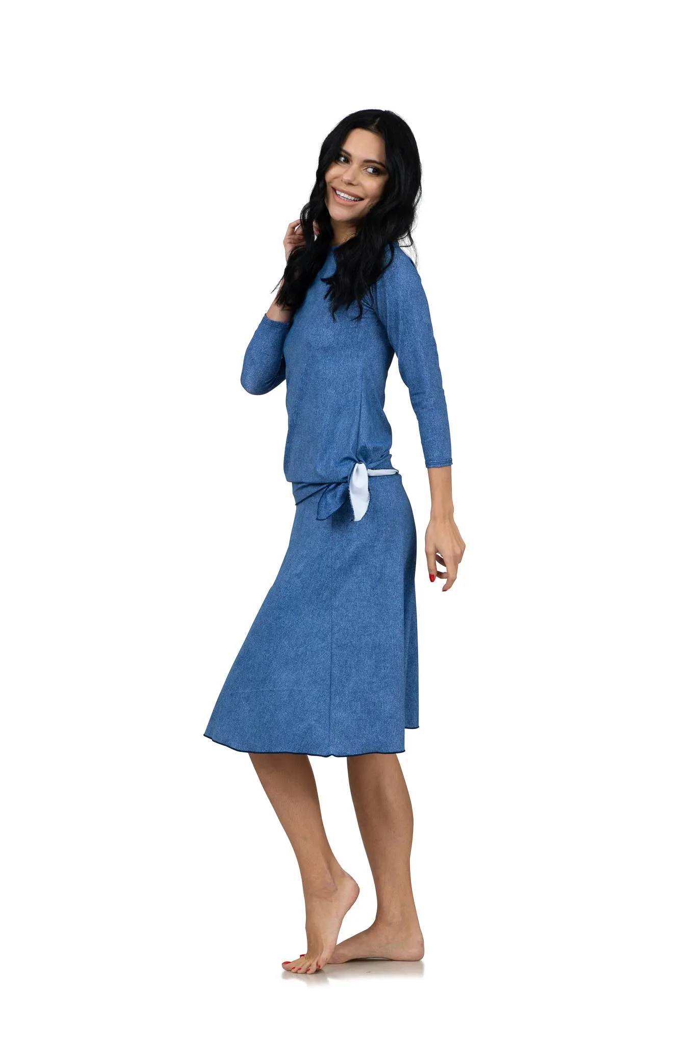 Ladies Denim Flairy Swim Skirt