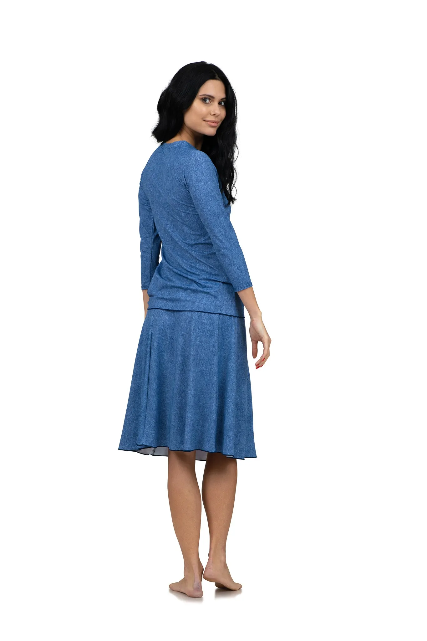 Ladies Denim Flairy Swim Skirt