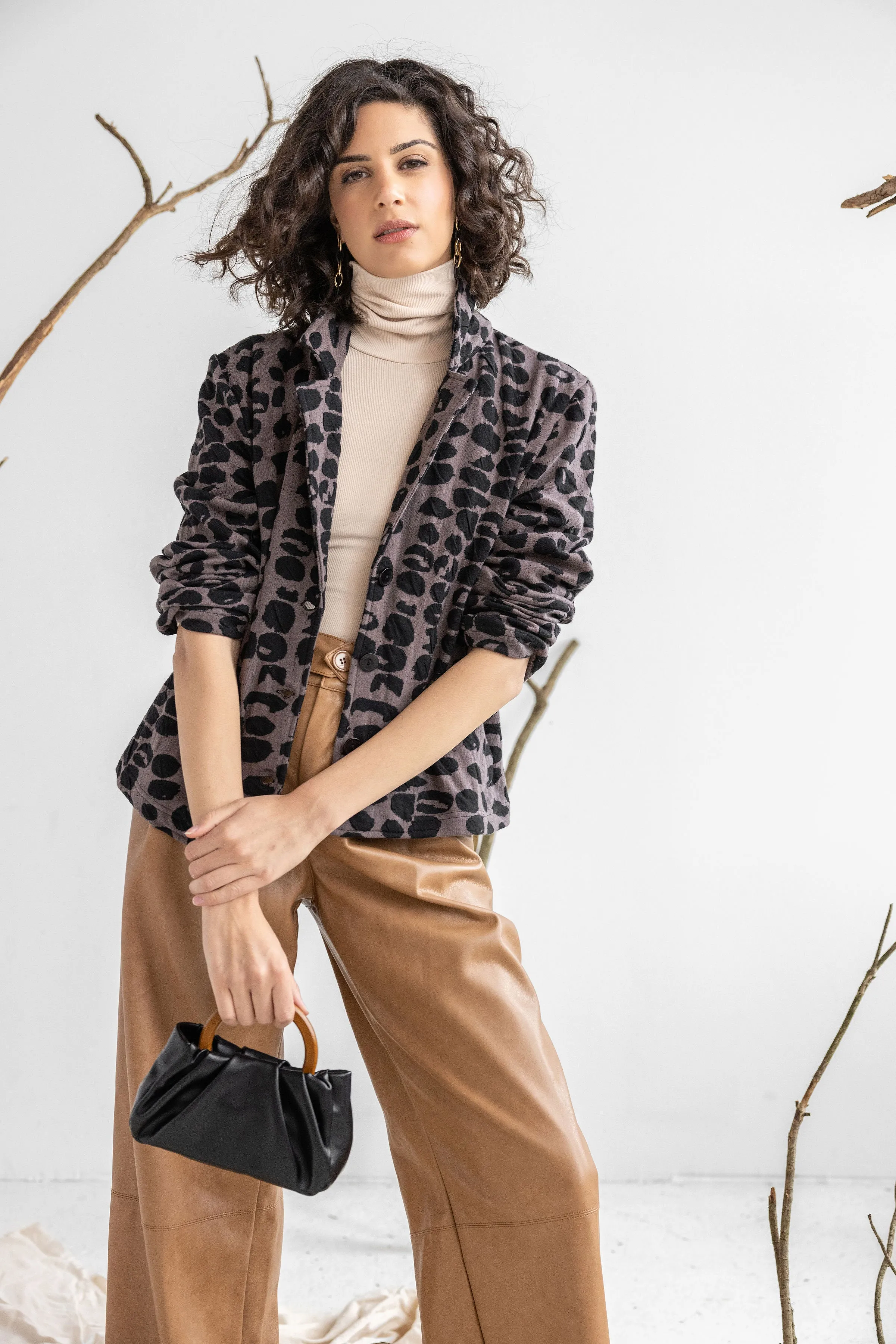 Pebble Weave Button Jacket