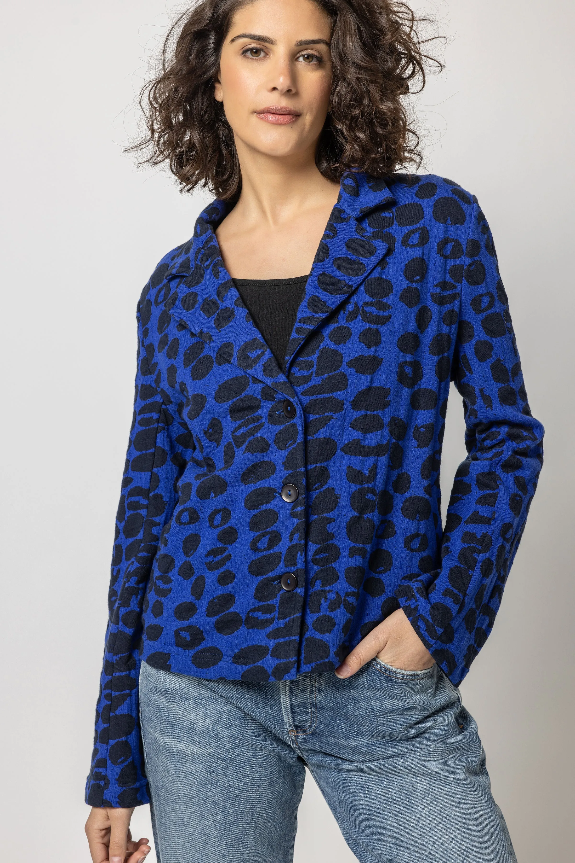 Pebble Weave Button Jacket