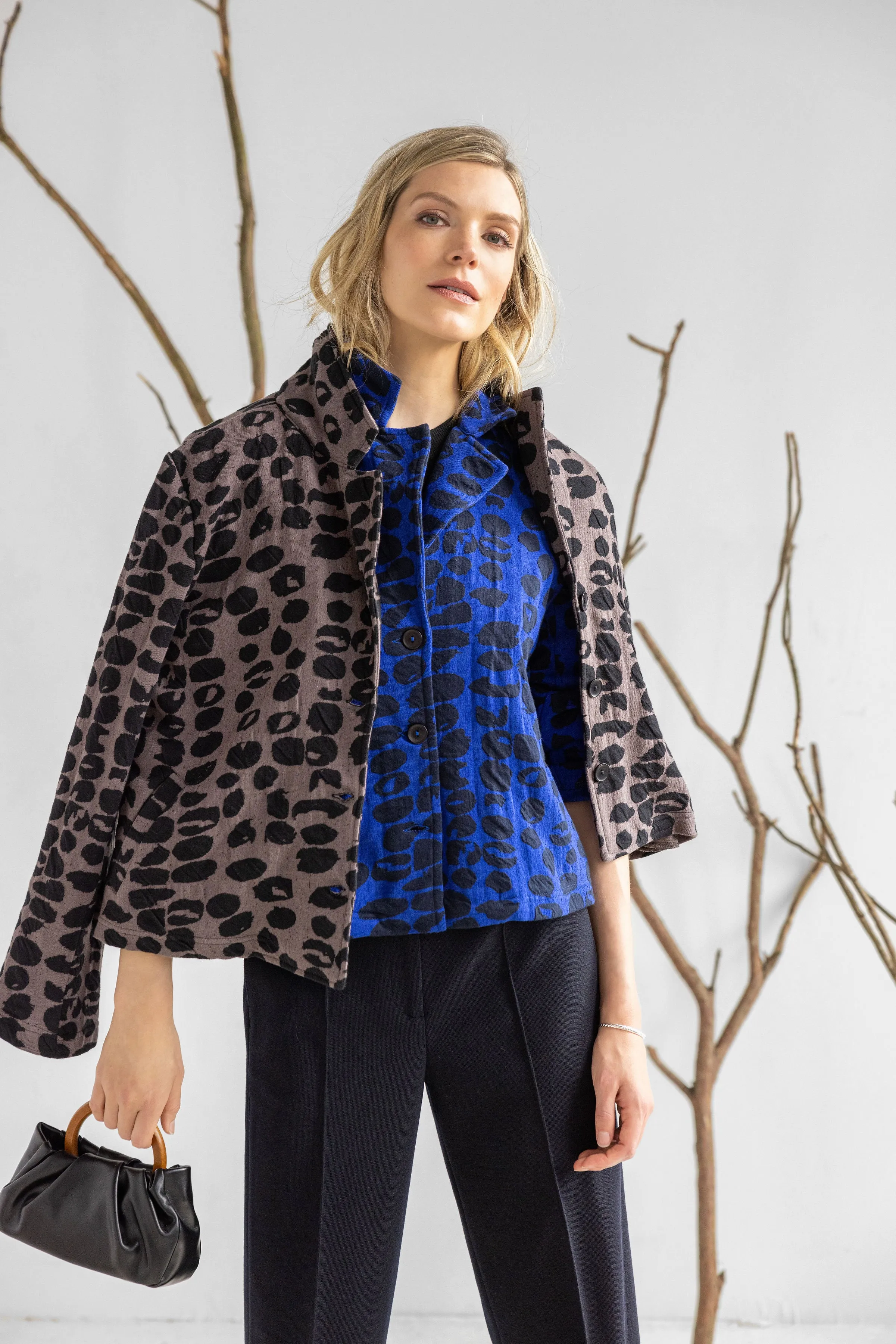 Pebble Weave Button Jacket