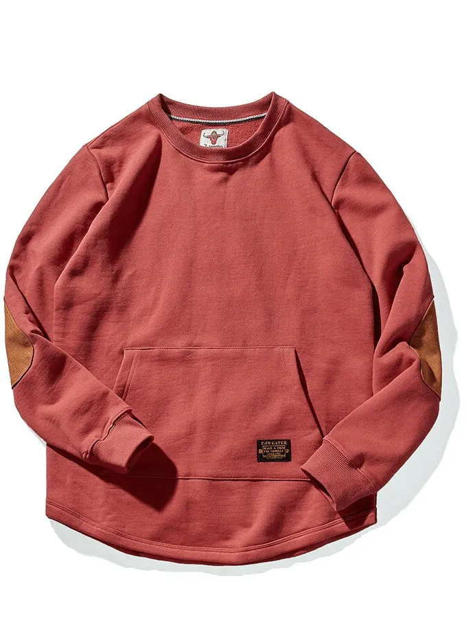 Solid Color Kangaroo Pocket Warm Round Neck Sweatshirt - SF1243
