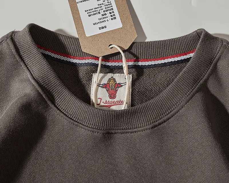 Solid Color Kangaroo Pocket Warm Round Neck Sweatshirt - SF1243