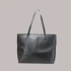 Taha Genuine Leather Black Women's Tote Bag