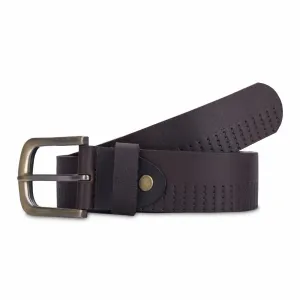 THE CLOWNFISH Men's Genuine Leather Belt with Design -Chocolate Brown (Size - 36 inches)
