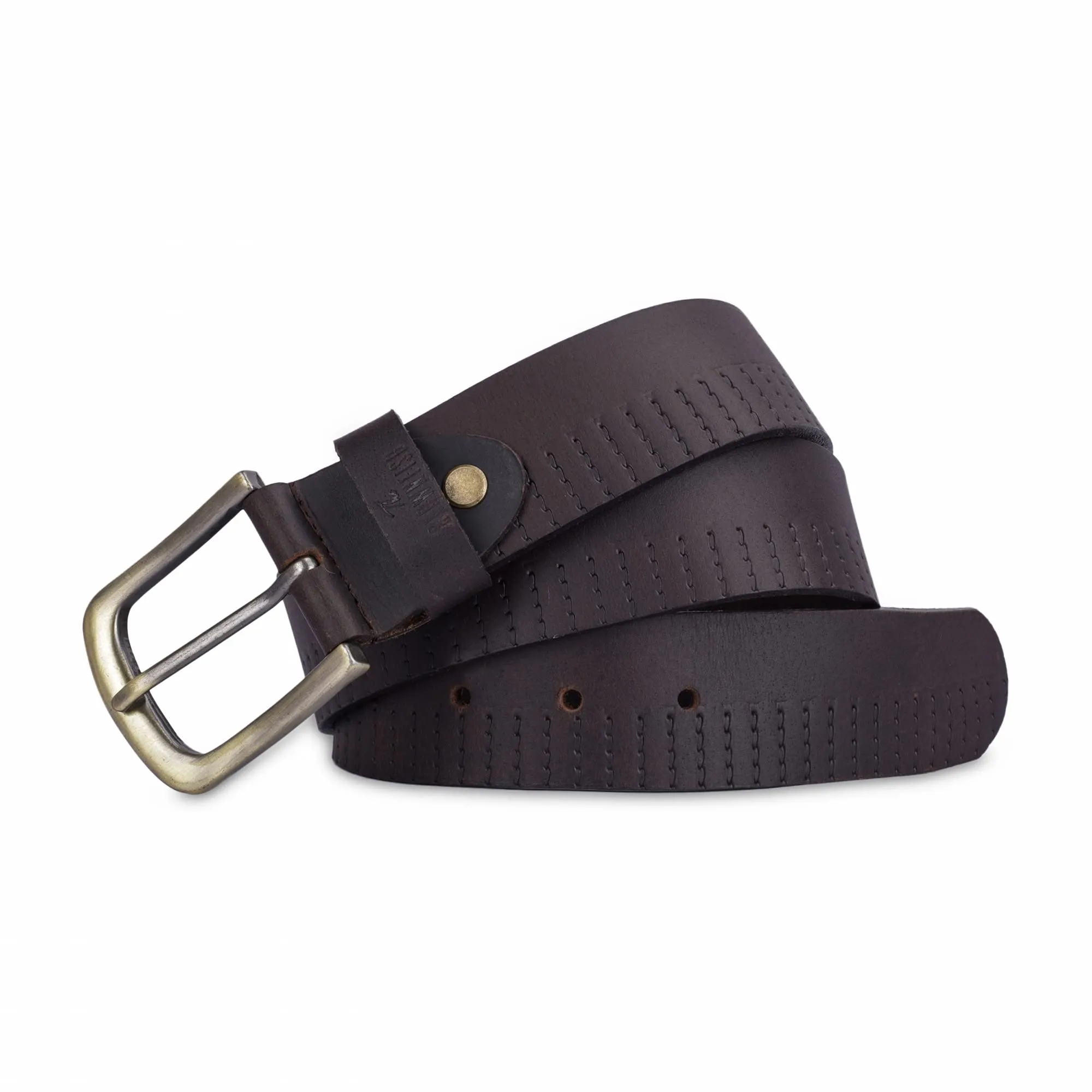THE CLOWNFISH Men's Genuine Leather Belt with Design -Chocolate Brown (Size - 36 inches)