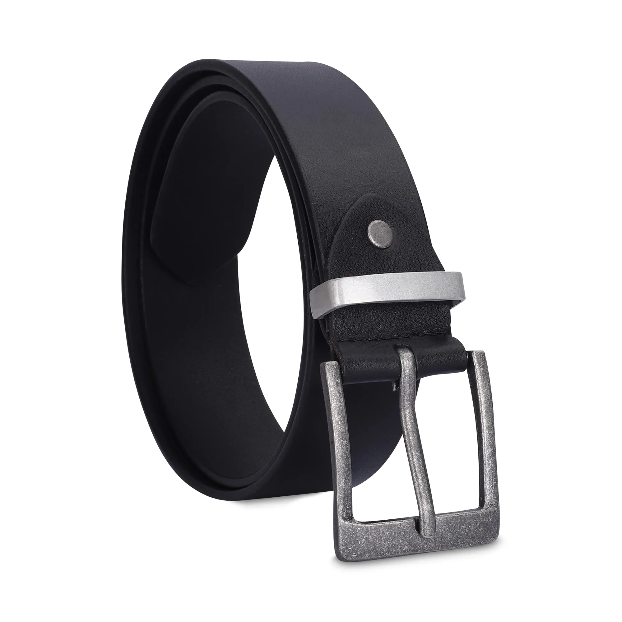 THE CLOWNFISH Men's Genuine Leather Belts - Black (Size-36 inches)