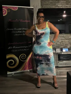 Tie Dye Sleeveless Maxi Dress