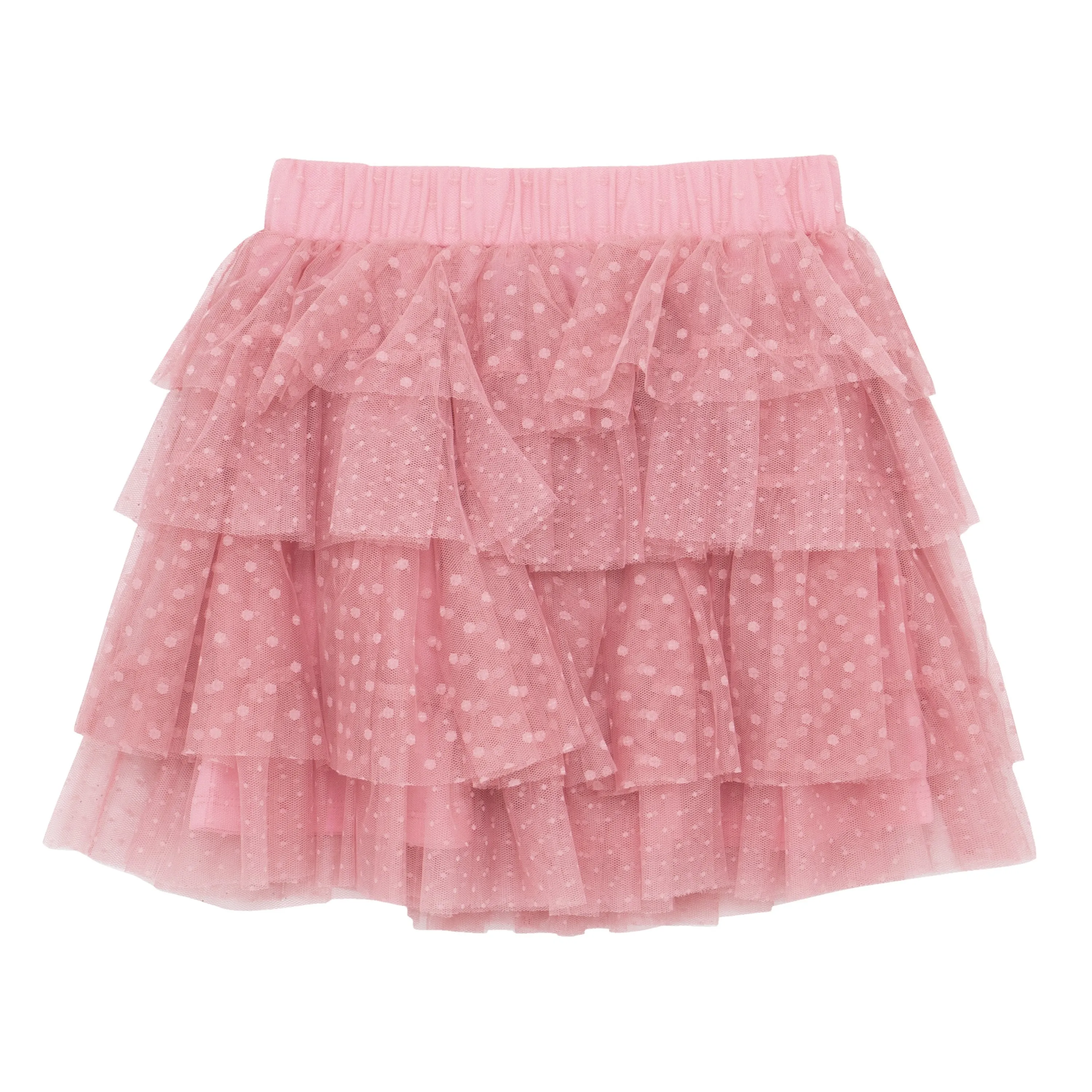 Tiered Dot Mesh Skirt
