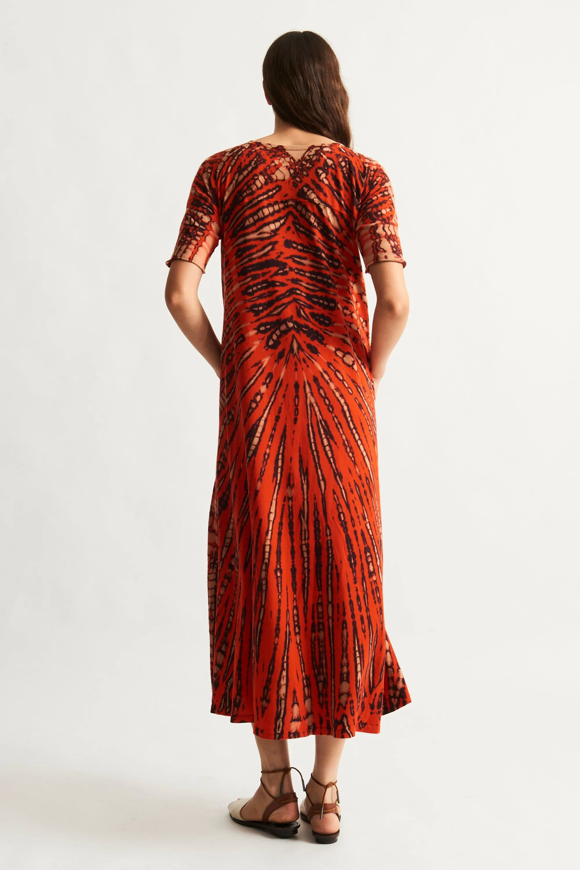 Tomato and Navy Bantu Maxi Dress