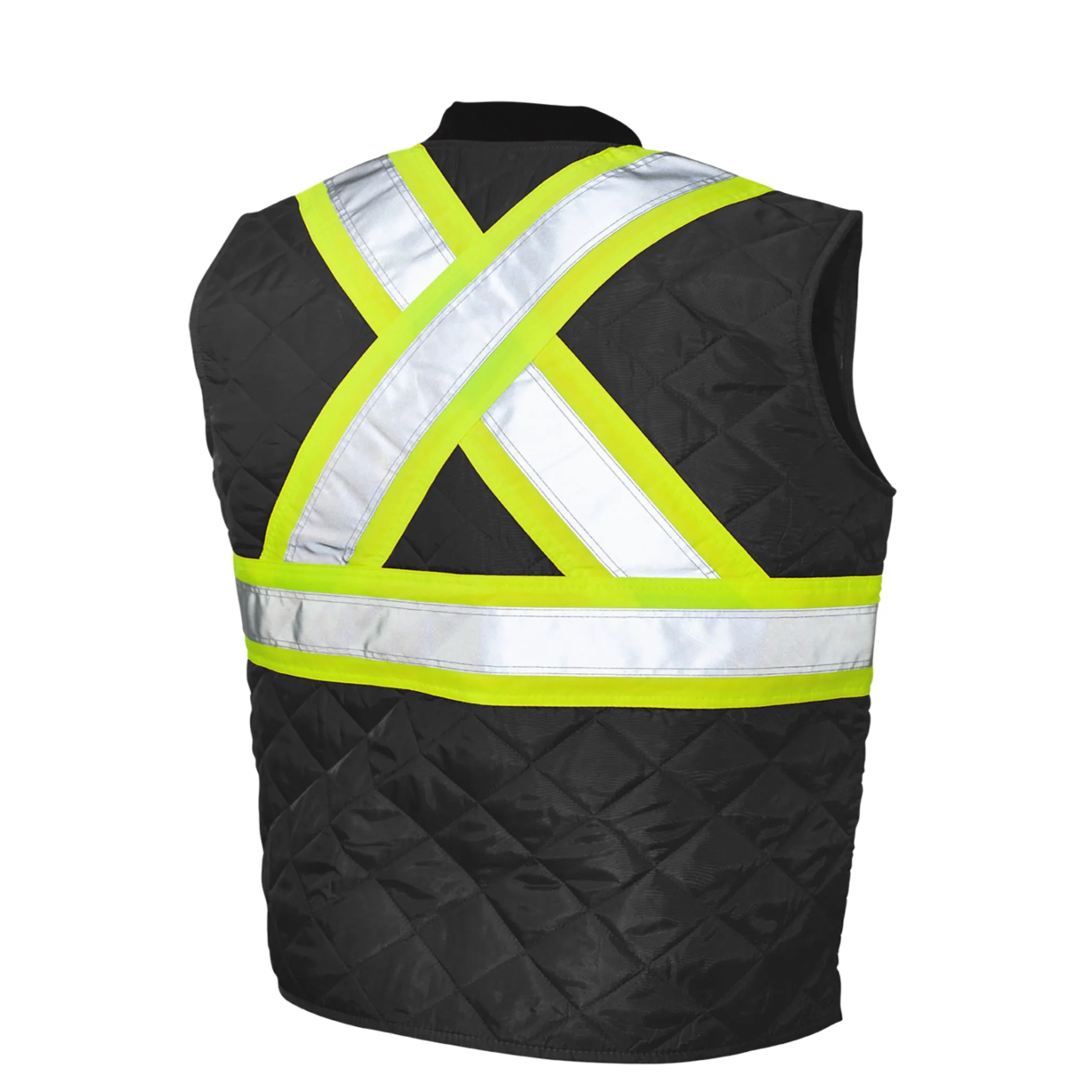 Tough Duck Men's Hi Vis Safety Work Vest SV05 - CSA Quilted Poly, Reflective, Warm, Durable, Easy Access, Pockets, ANSI Compliant | Sizes XS-5XL
